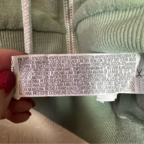 Forever 21 Cropped Green Zip Up Hoodie Size Small - Picture 7 of 8